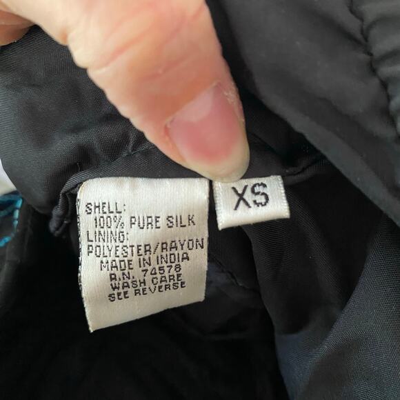 Cache Y2K Black Blue 100% Silk Beaded Floral Halter Midi Dress Women's size XS - Picture 9 of 12